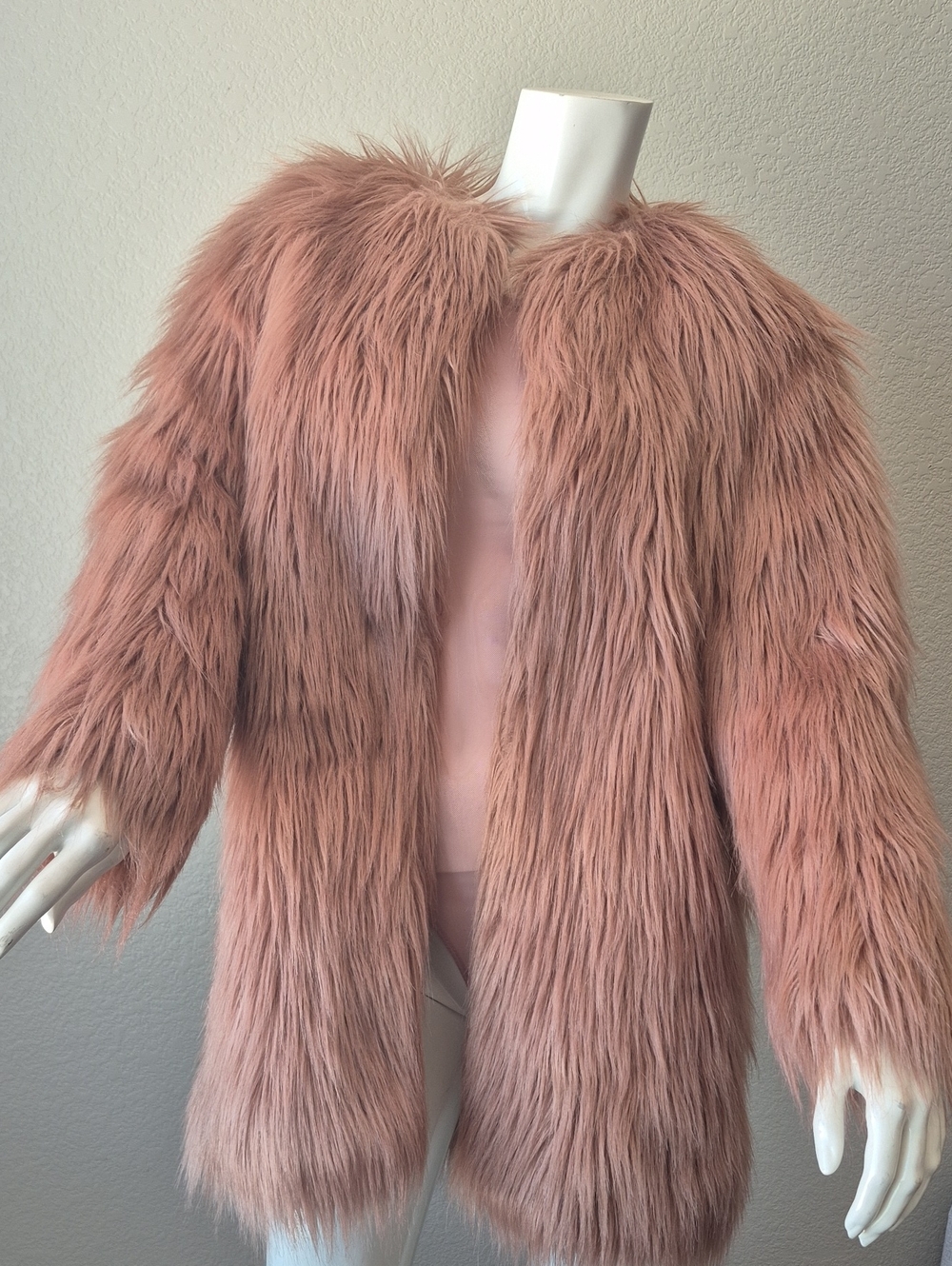 Donna Salyers Fabulous Furs Faux Fur Blush Pink Coat - Women's Plush Jacket